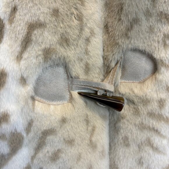 Faux Fur Toggle Vest Coldwater Creek Beige Brown Leopard Print Med Soft - Picture 2 of 8